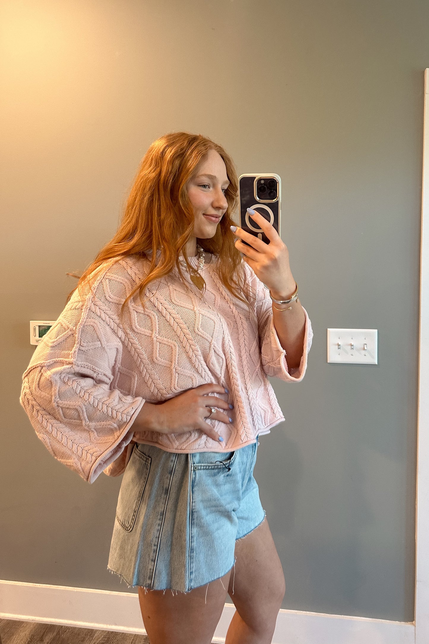 Pink Cable Sweater