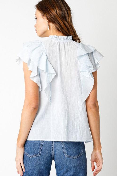 Vivian Blue Ruffle Top