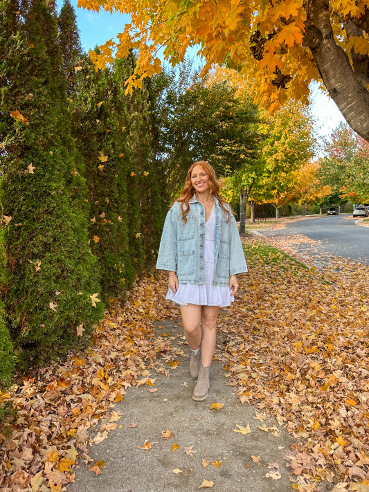 Bow Oversized Denim Jacket