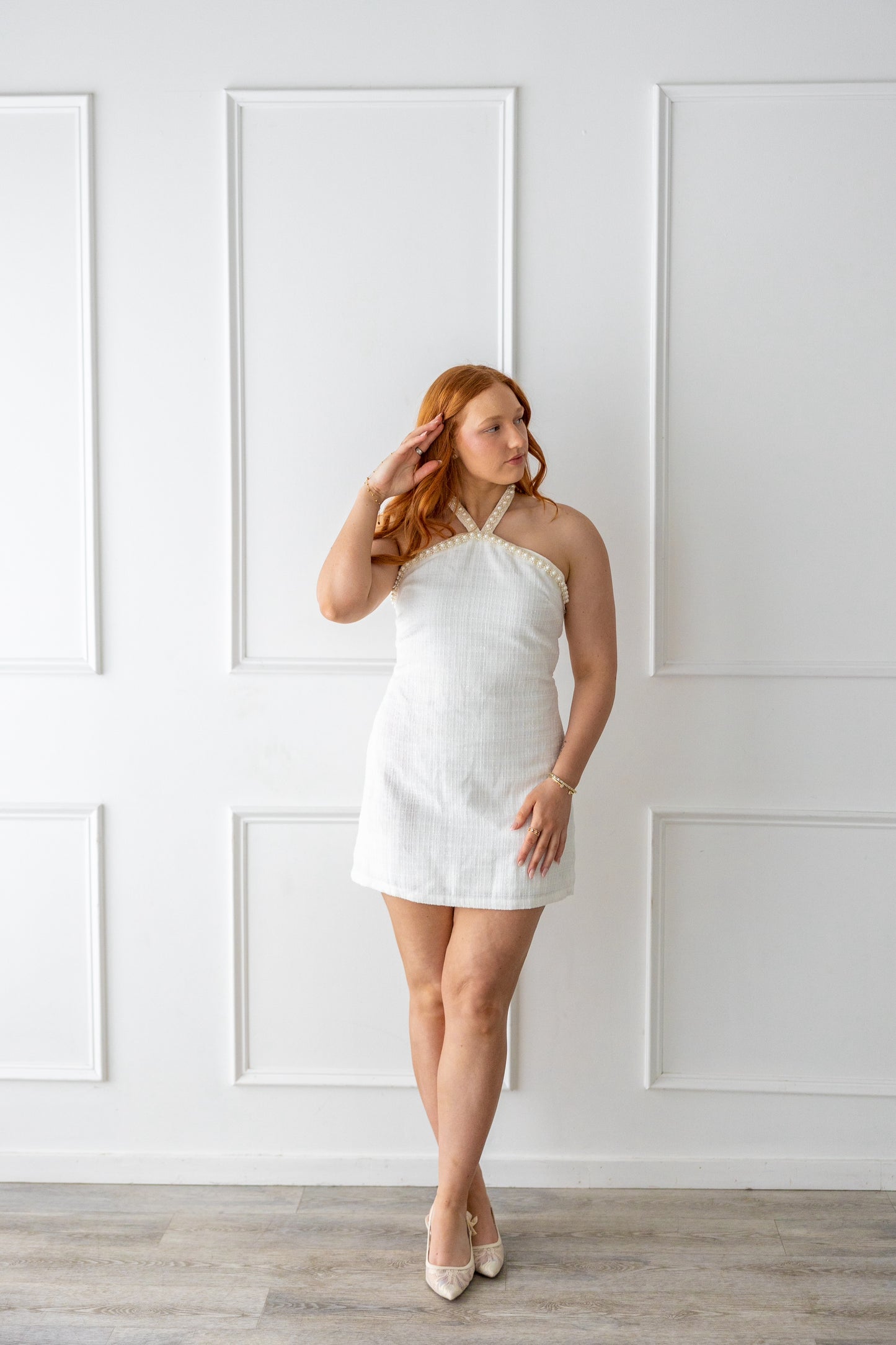 Pearl Halter Mini Dress