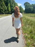 Caroline White Puff Sleeve Mini Dress