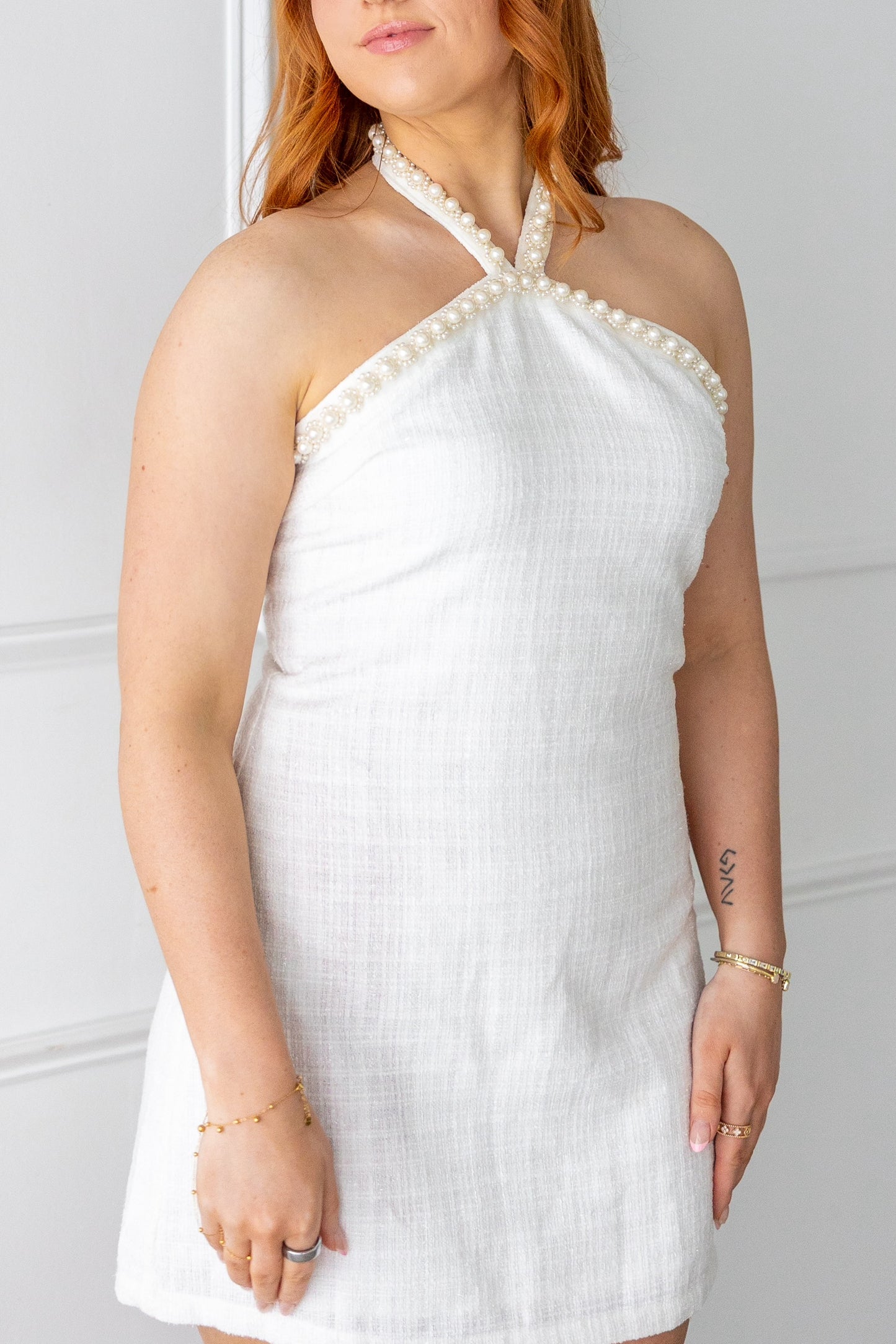 Pearl Halter Mini Dress
