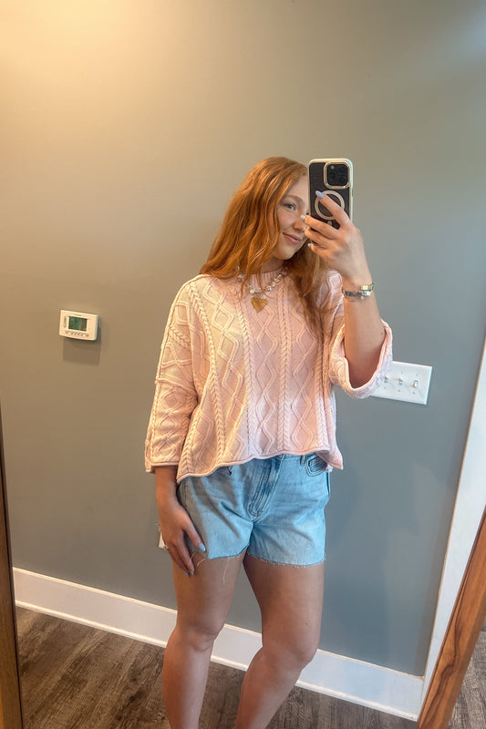 Pink Cable Sweater